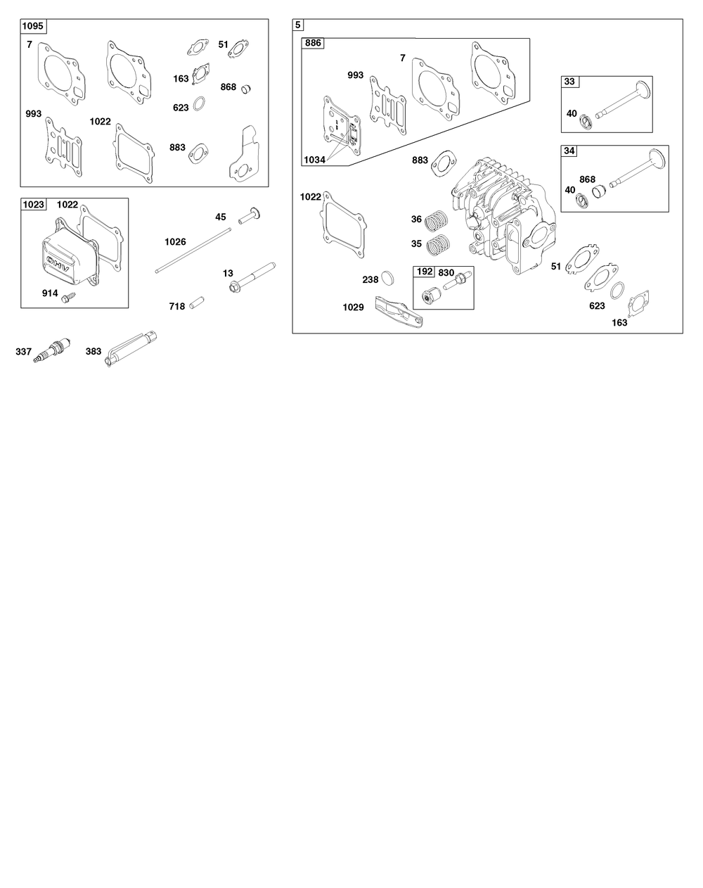 Cylinder Head Group Diagram and Parts List for 14D932-0236-F1 100000 - 19Z999 Briggs and Stratton Engine